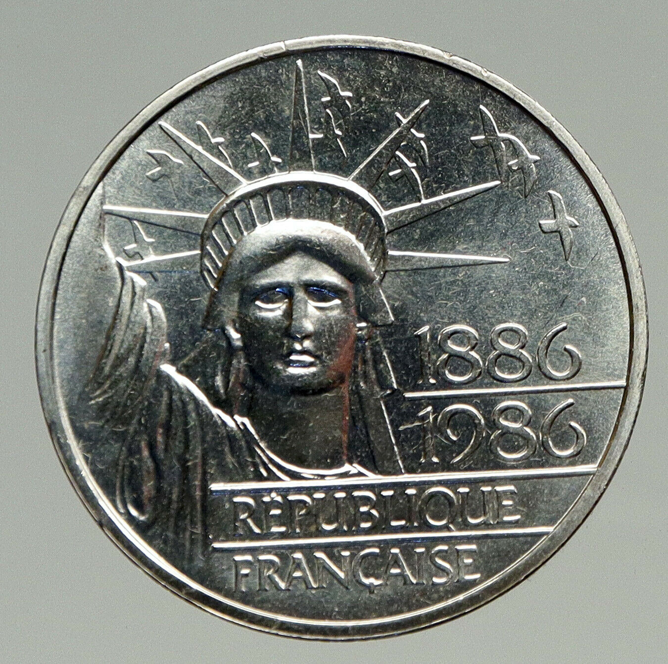 1986 FRANCE Gifts Statue of Liberty US Huge VINTAGE Silver 100 Franc Coin i93280