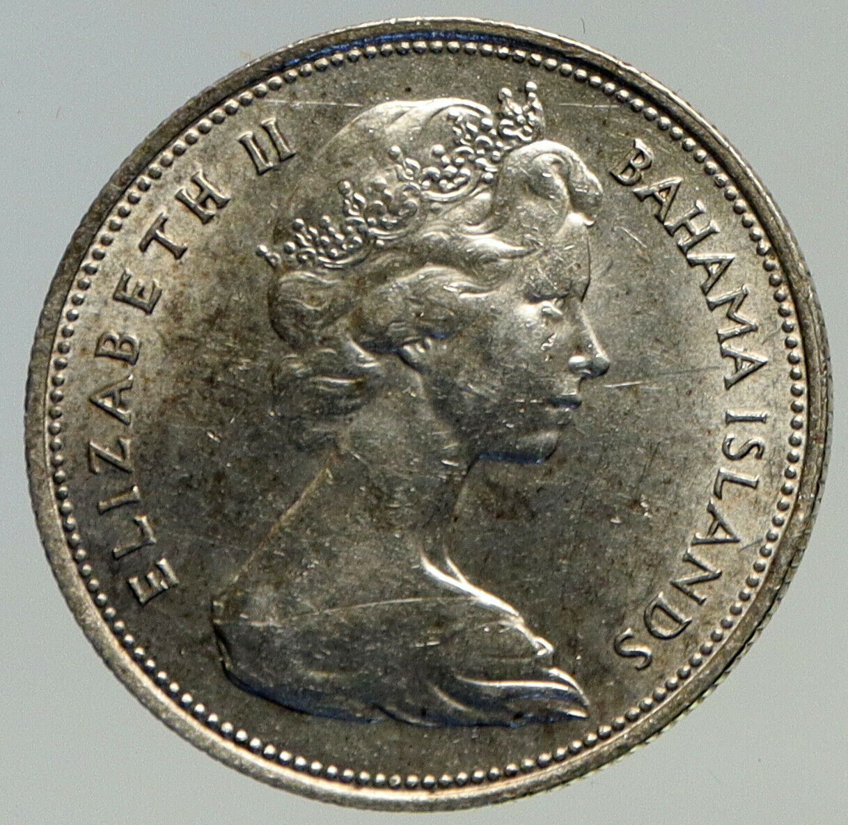 1966 BAHAMAS UK Queen Elizabeth II and Marlin FISH Silver Coin 50 Cents i93257