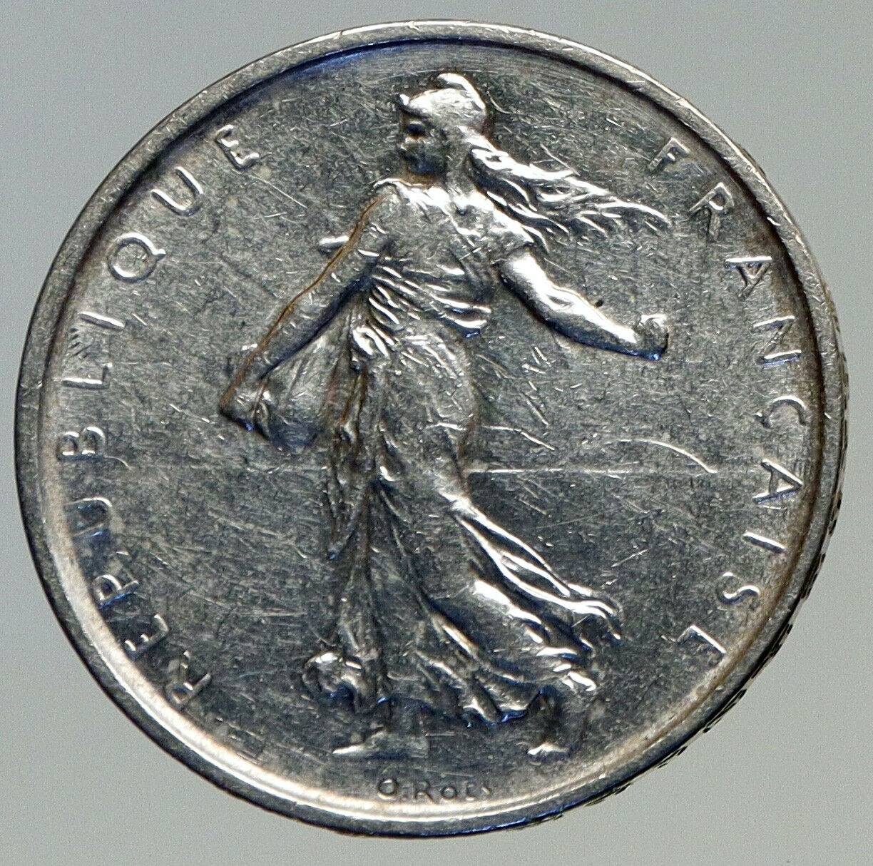 1963 FRANCE French LARGE with La Semeuse SOWER WOMAN Silver 5 Francs Coin i93259