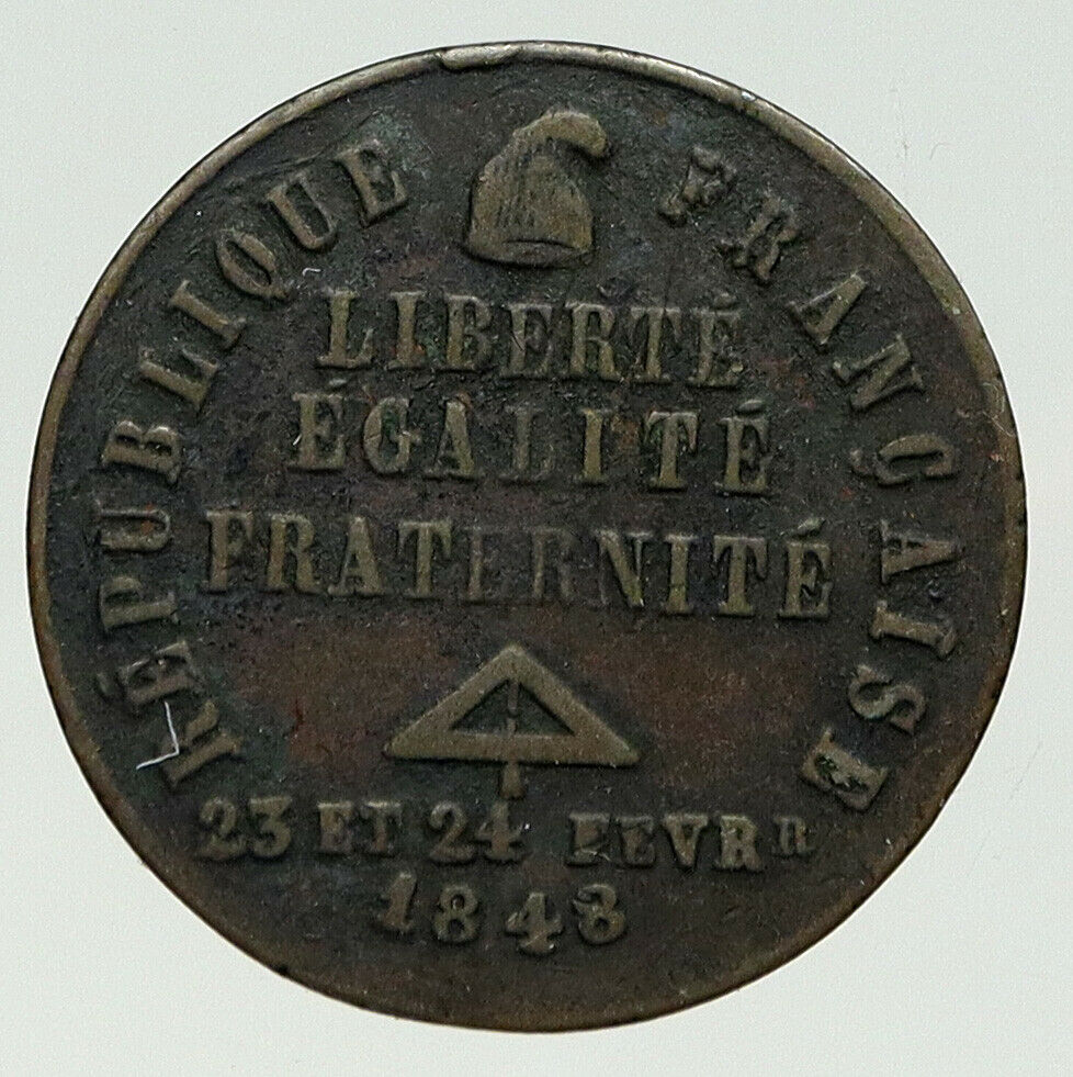 1848 FRANCE Liberte Egalite Fraternite VINTAGE Liberty Antique OLD Medal i93251