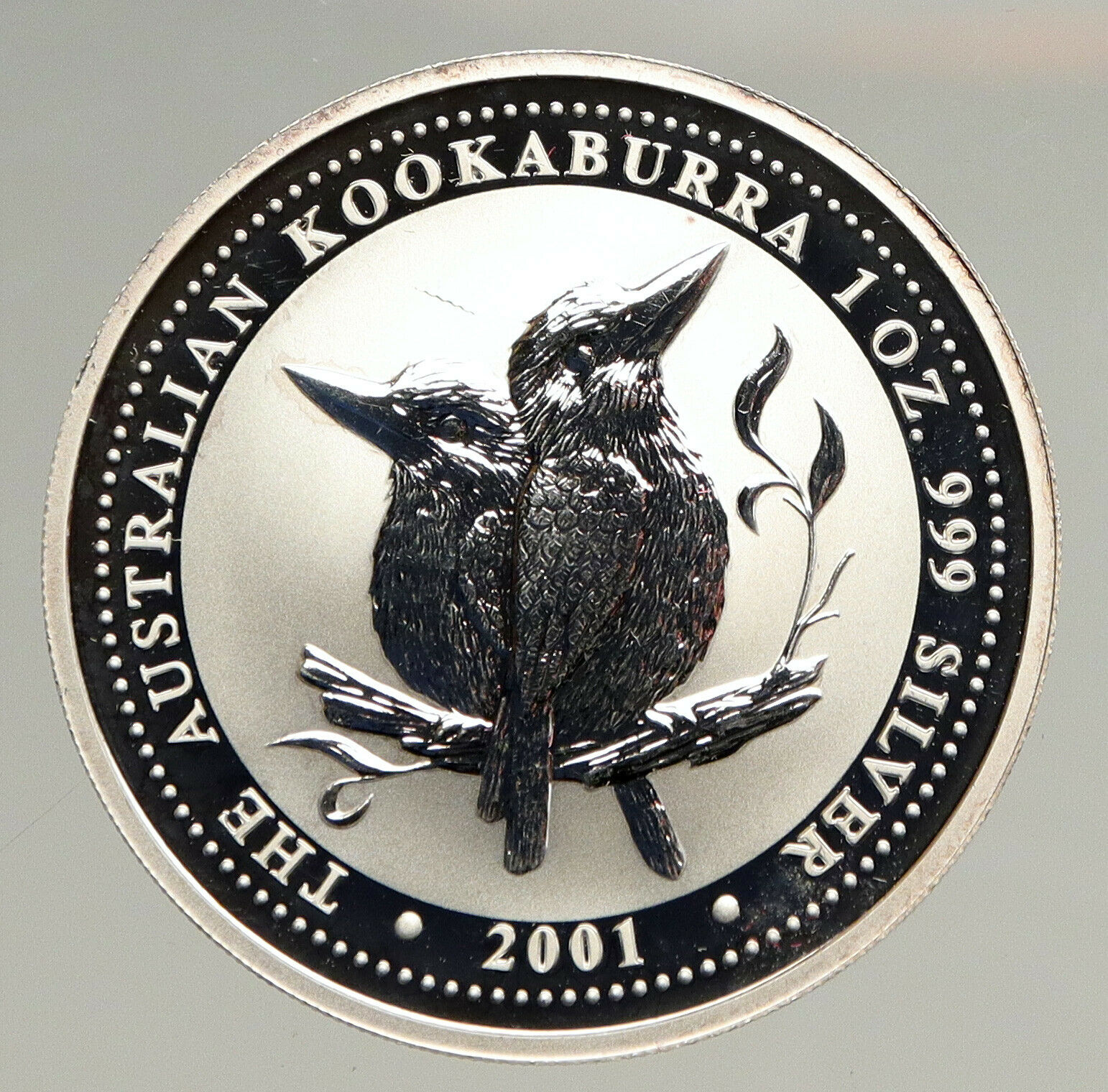 2001 AUSTRALIA Kookaburra Bird 1 OZ Tree RARE Proof Silver Dollar Coin i94168