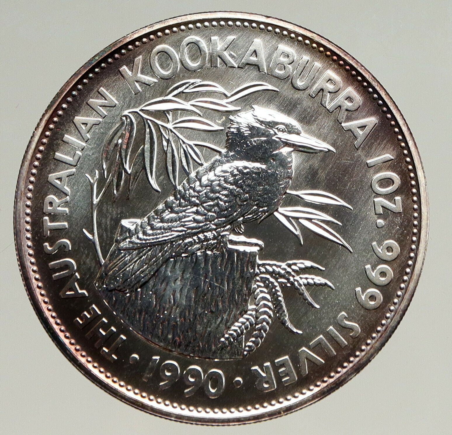 1990 AUSTRALIA Kookaburra Bird Australian 1oz Proof Silver 5 Dollars Coin i94171