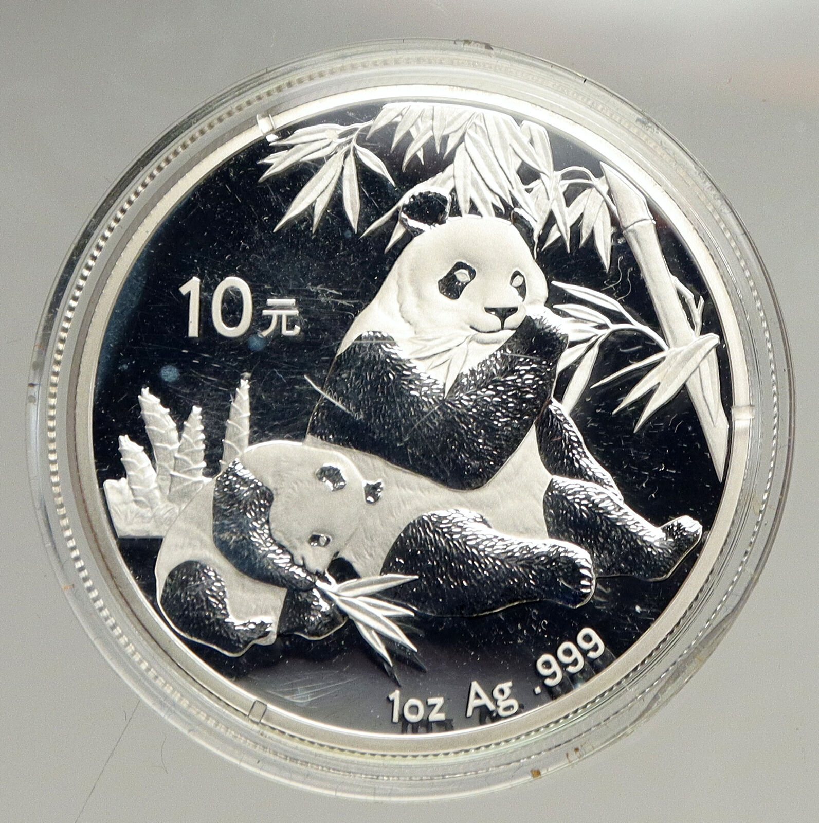 2007 CHINA PANDA Bamboo TEMPLE of HEAVEN Old Proof Silver 10 Yuan Coin i94170