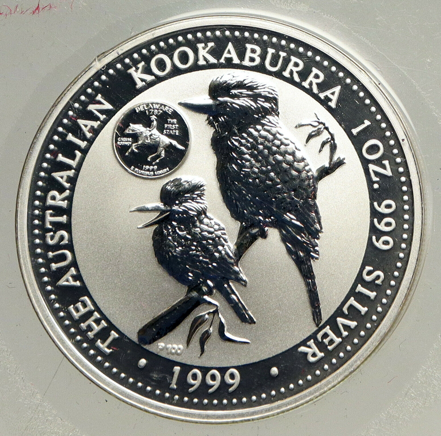 1999 AUSTRALIA 2 Kookaburra Birds Australian 1oz Proof Silver Dollar Coin i94177