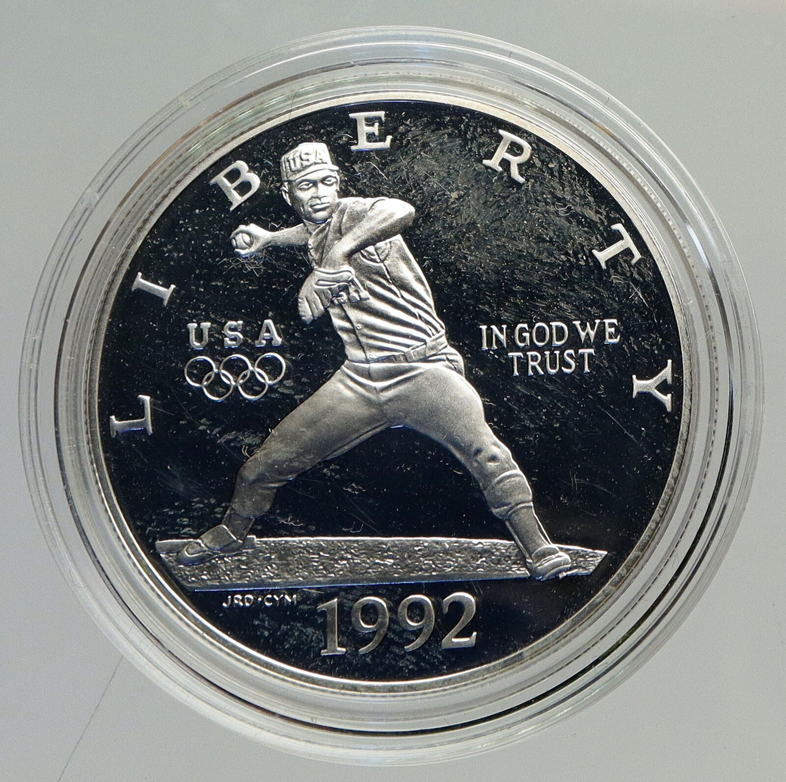 1992 UNITED STATES USA XXV Olympics Baseball OLD Proof Silver Dollar Coin i94202