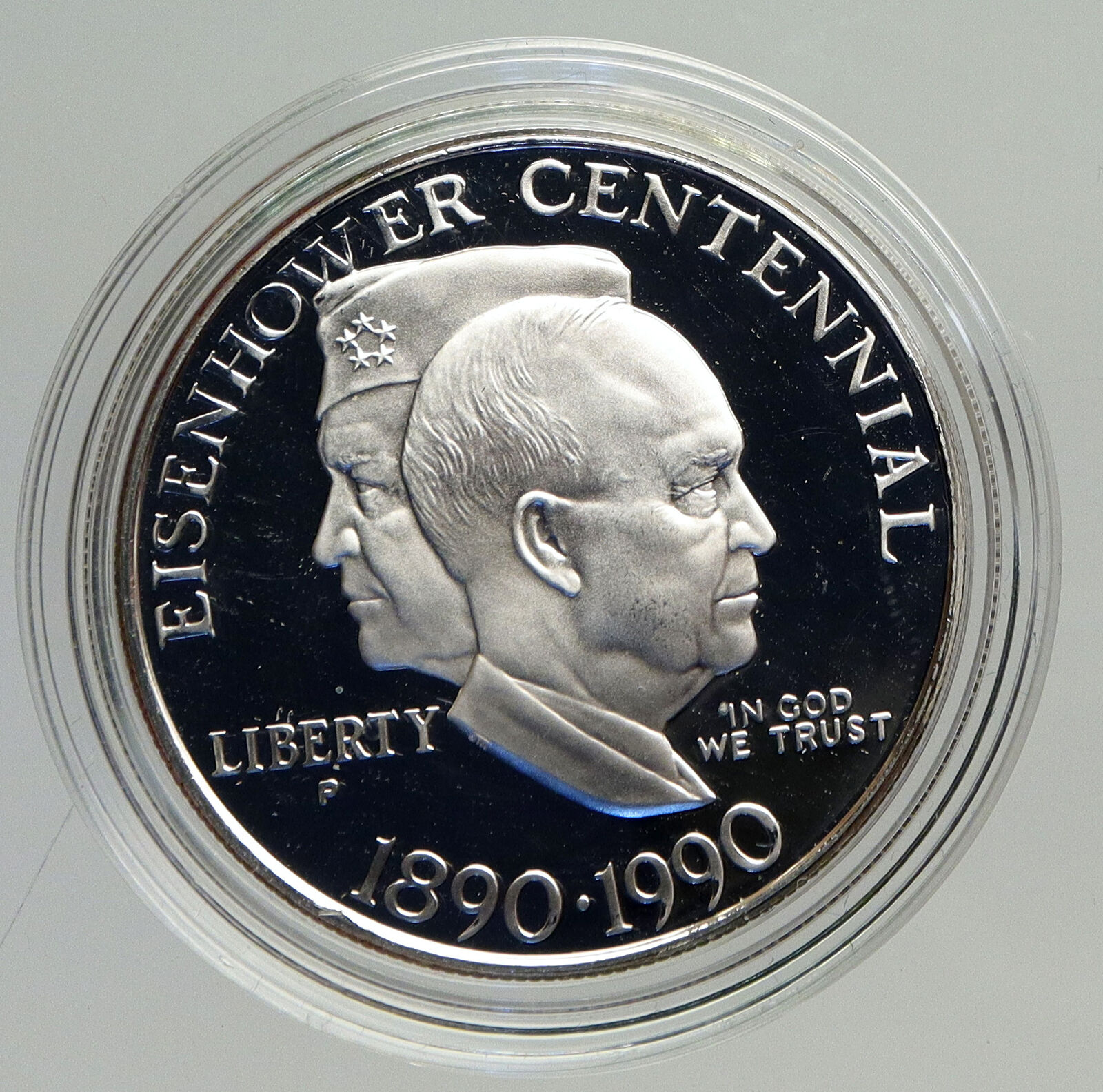 1990 UNITED STATES USA General & President EISENHOWER Proof Silver $ Coin i94192