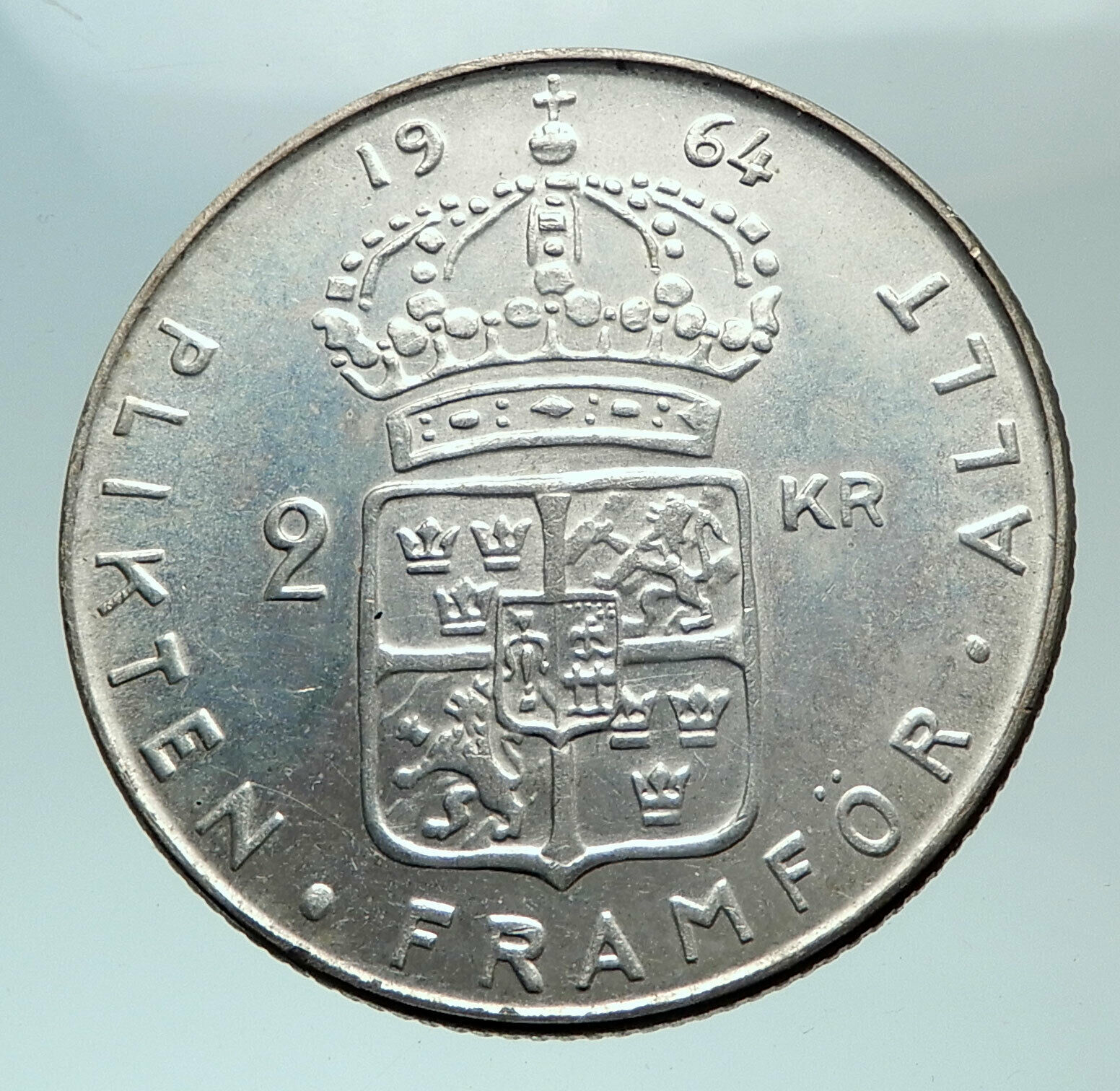 1964 SWEDEN King GUSTAV VI ADOLF 2 Kronor LARGE Silver SWEDISH Coin i82117