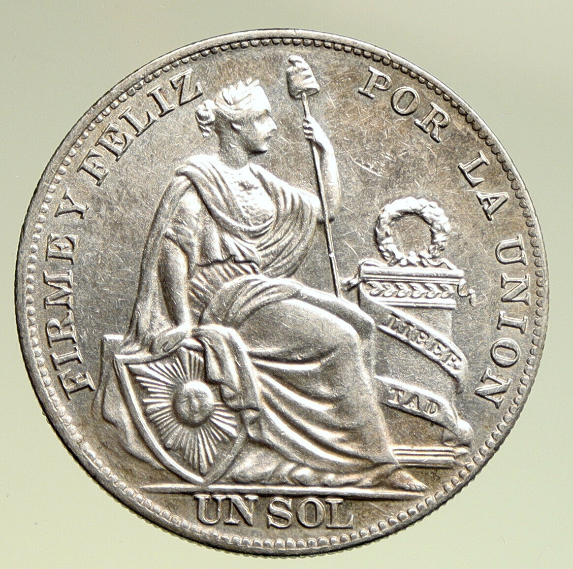 1934 PERU South America 1 SOL Antique BIG Original Silver Peruvian Coin i94936