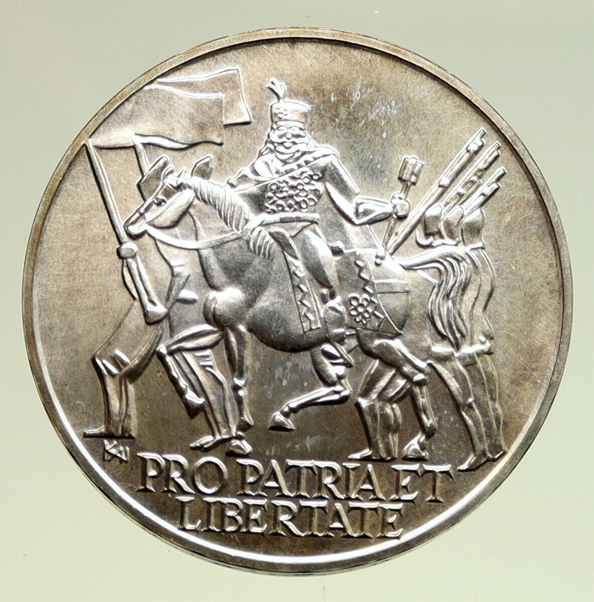 1976 HUNGARY Rakoczi Arms Horseback Antique OLD Silver 200 Forint Coin i94930