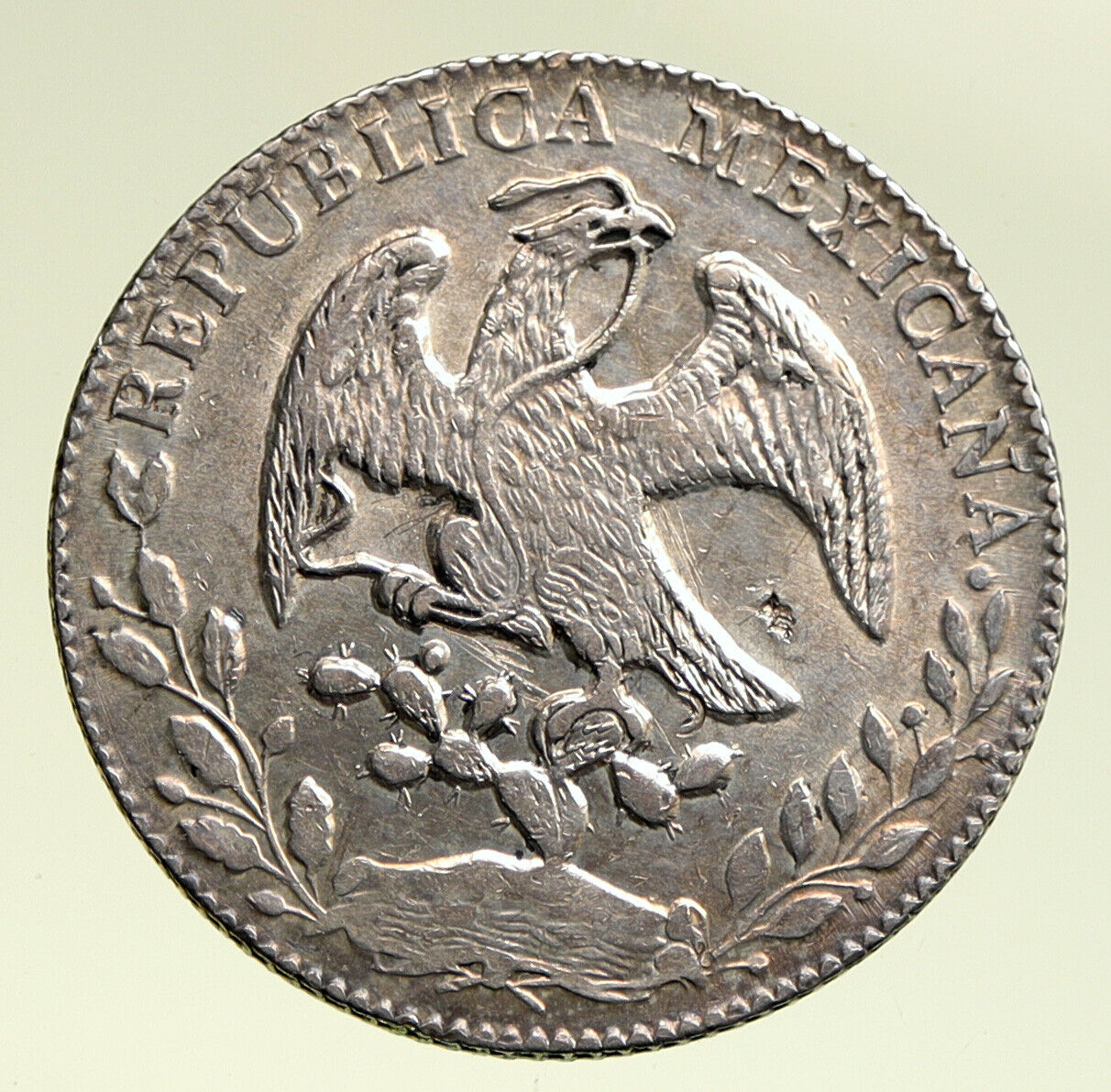 1870 Go FR MEXICO Large Eagle Sun Antique Mexican Silver 8 Reales Coin i94961