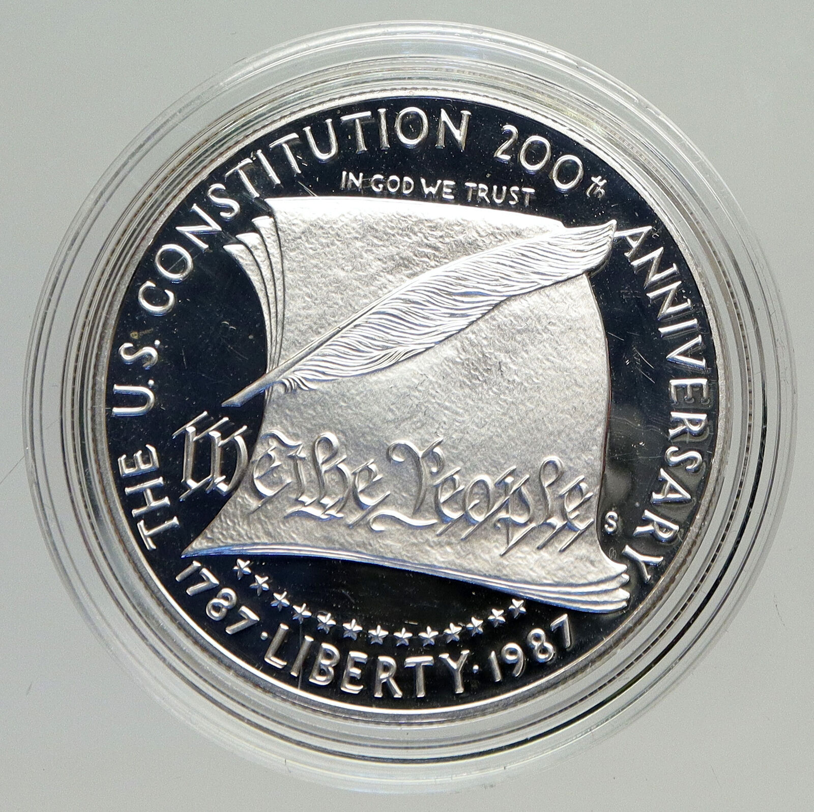 1987 S UNITED STATES Constitution Quill Scroll PROOF SILVER Dollar Coin i94207