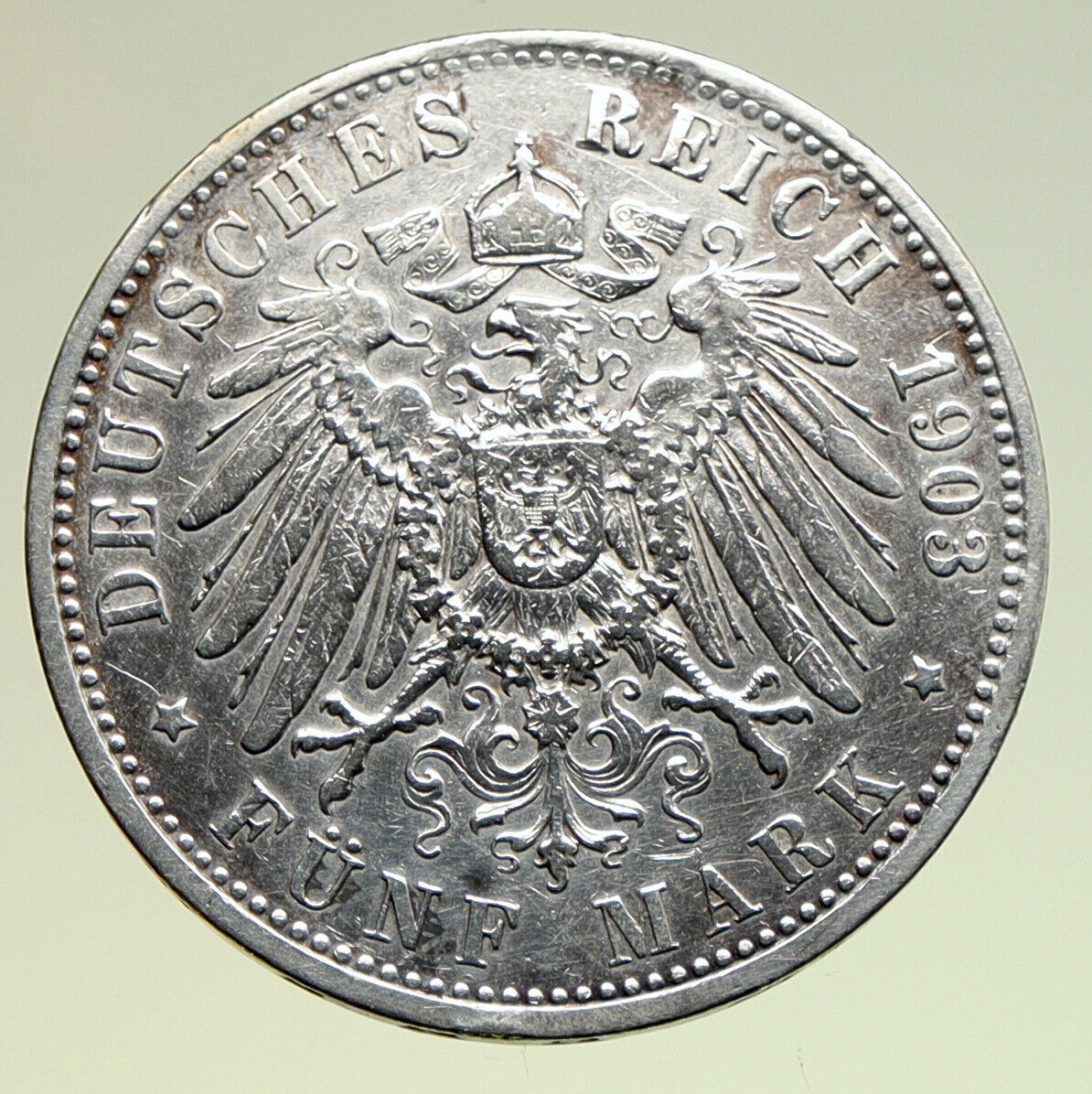 1903 GERMANY Bavaria Ruled by Otto I w Eagle Antique Silver 5 Marks Coin i94977