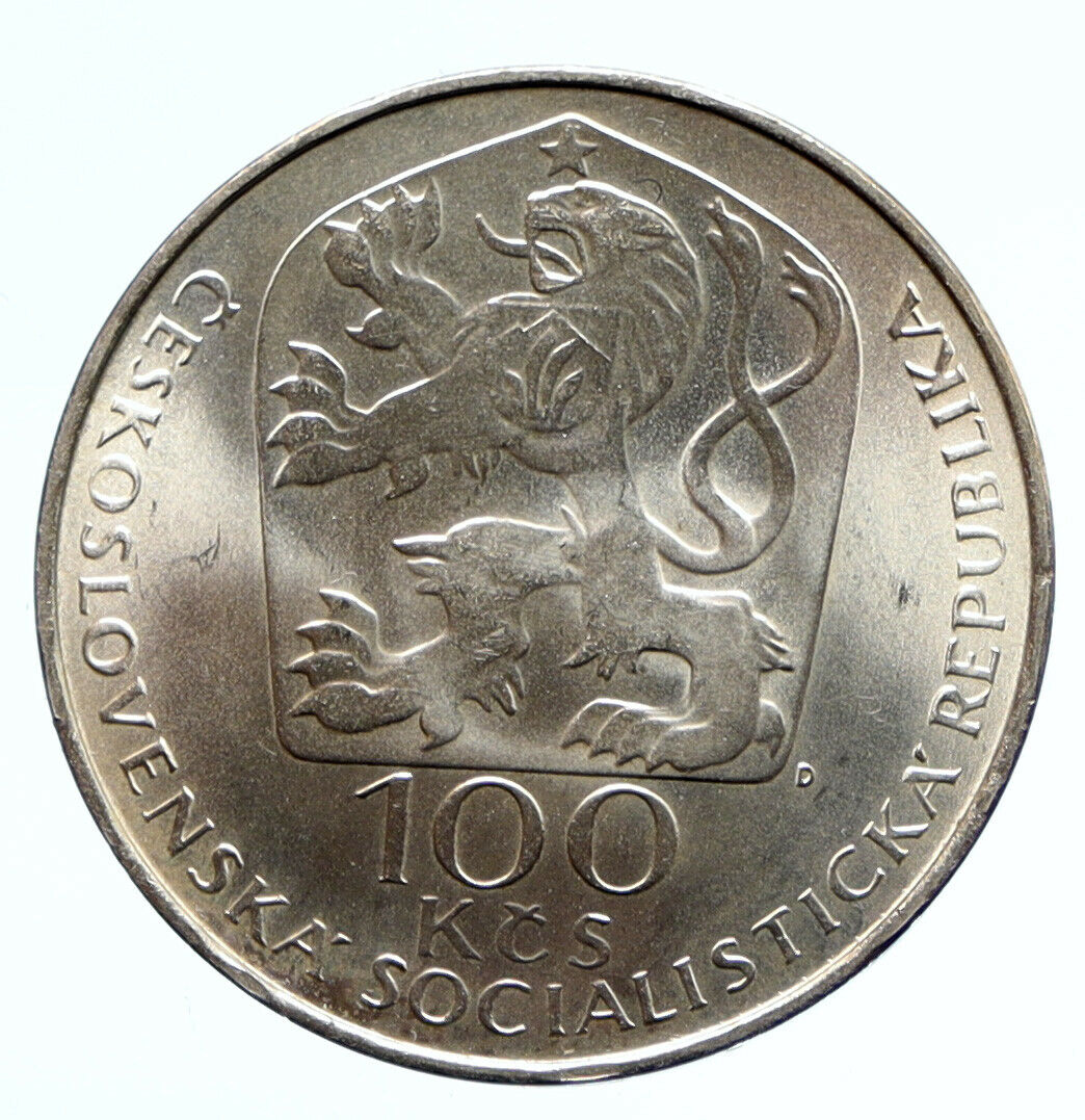 1977 CZECH REPUBLIC Czechoslovakia VACLAV HOLLAR ARTIST 100 Korun Coin i95763