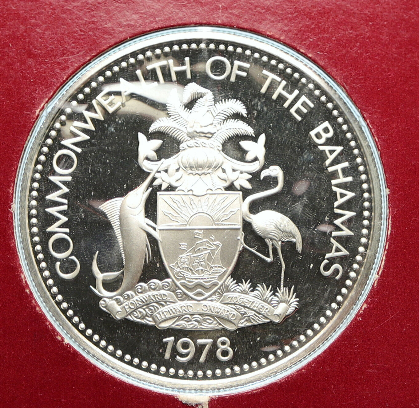 1978 The BAHAMAS Islands TWO FLAMINGOS Vintage Proof Silver 2 Dollar Coin i95775