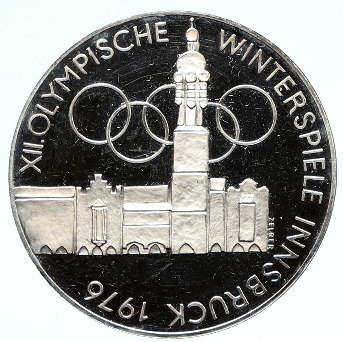 1976 Innsbruck WINTER Olympic Games AUSTRIA PRF SILVER 100 Schilling Coin i95762