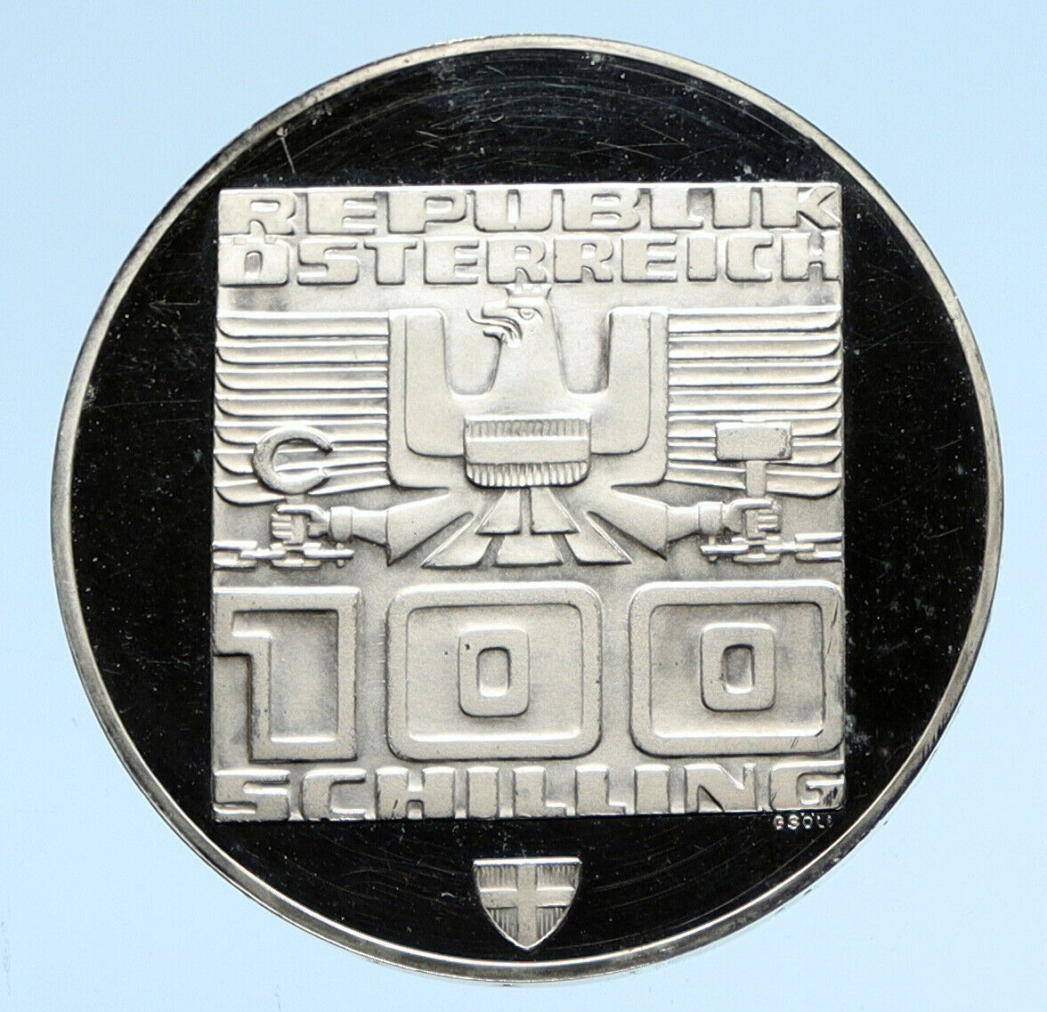 1976 Innsbruck WINTER Olympic Games AUSTRIA PRF SILVER 100 Schilling Coin i95762