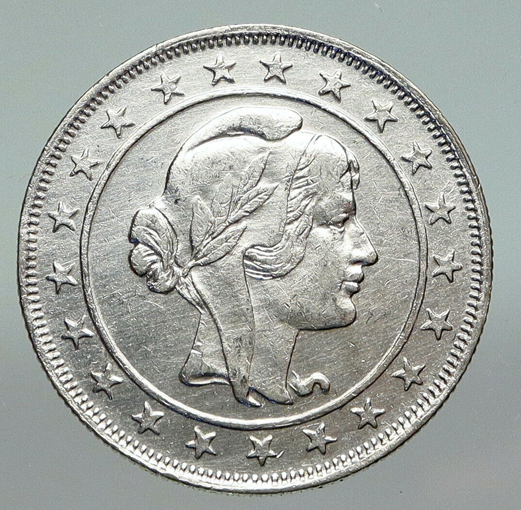 1924 BRAZIL Woman of Republic OLD Antique Brazilian Silver 2000 Reis Coin i91213