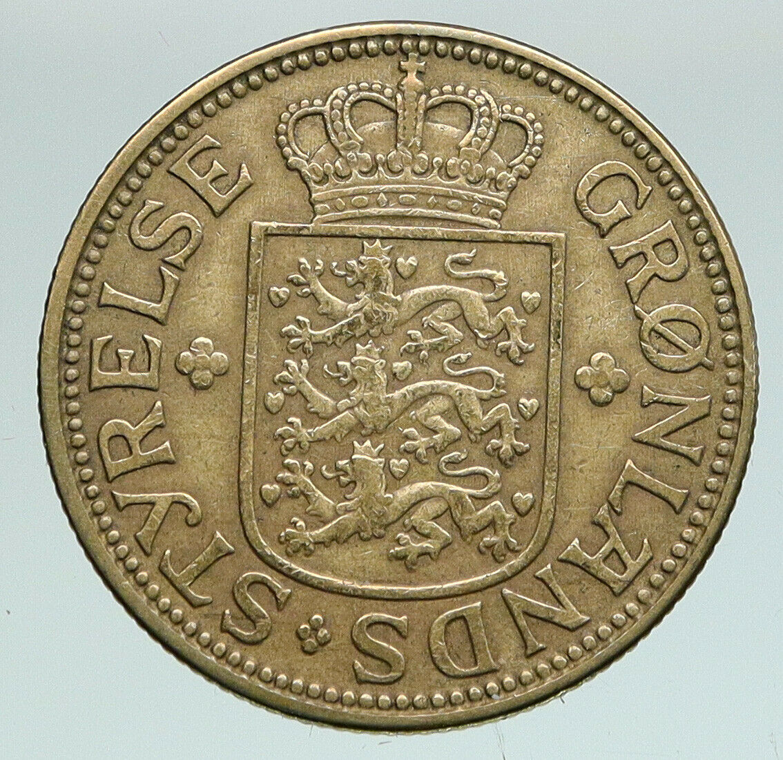 1926 GREENLAND DENMARK King CHRISTIAN X Antique VINTAGE OLD 1 Krone Coin i91066