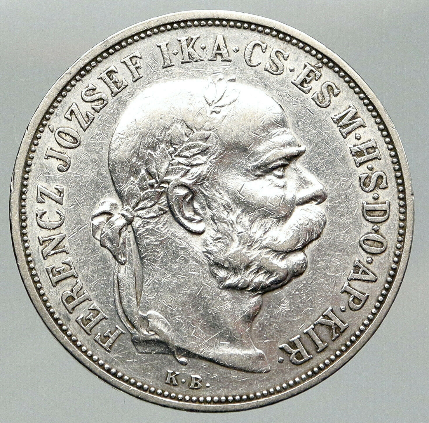 1900 HUNGARY w King Franz Joseph I Hungarian Antique Silver 5 Korona Coin i92003