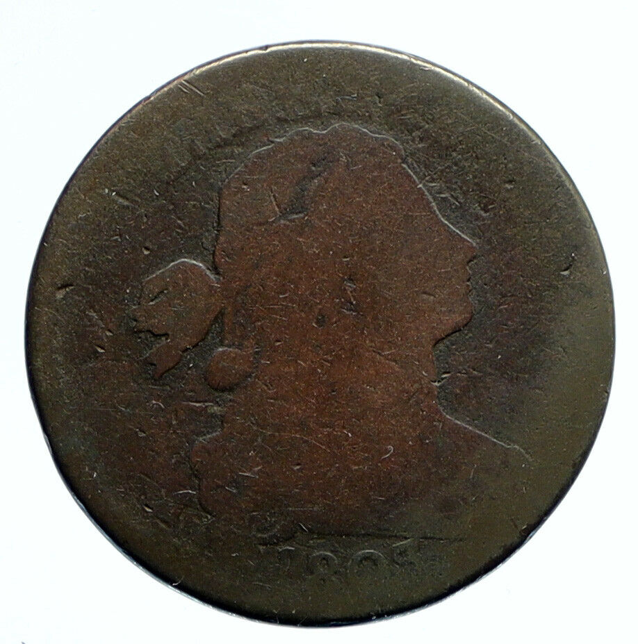 1803 P UNITED STATES US Vintage OLD ANTIQUE Large Draped Bust Cent Coin i95798