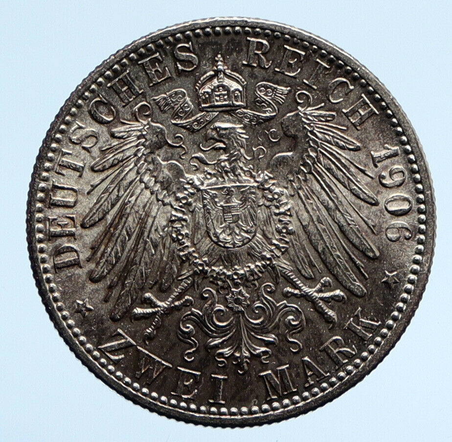 1906 GERMANY GERMAN STATE BADEN Friedrich I Wedding ANTIQUE Silver Coin i95801