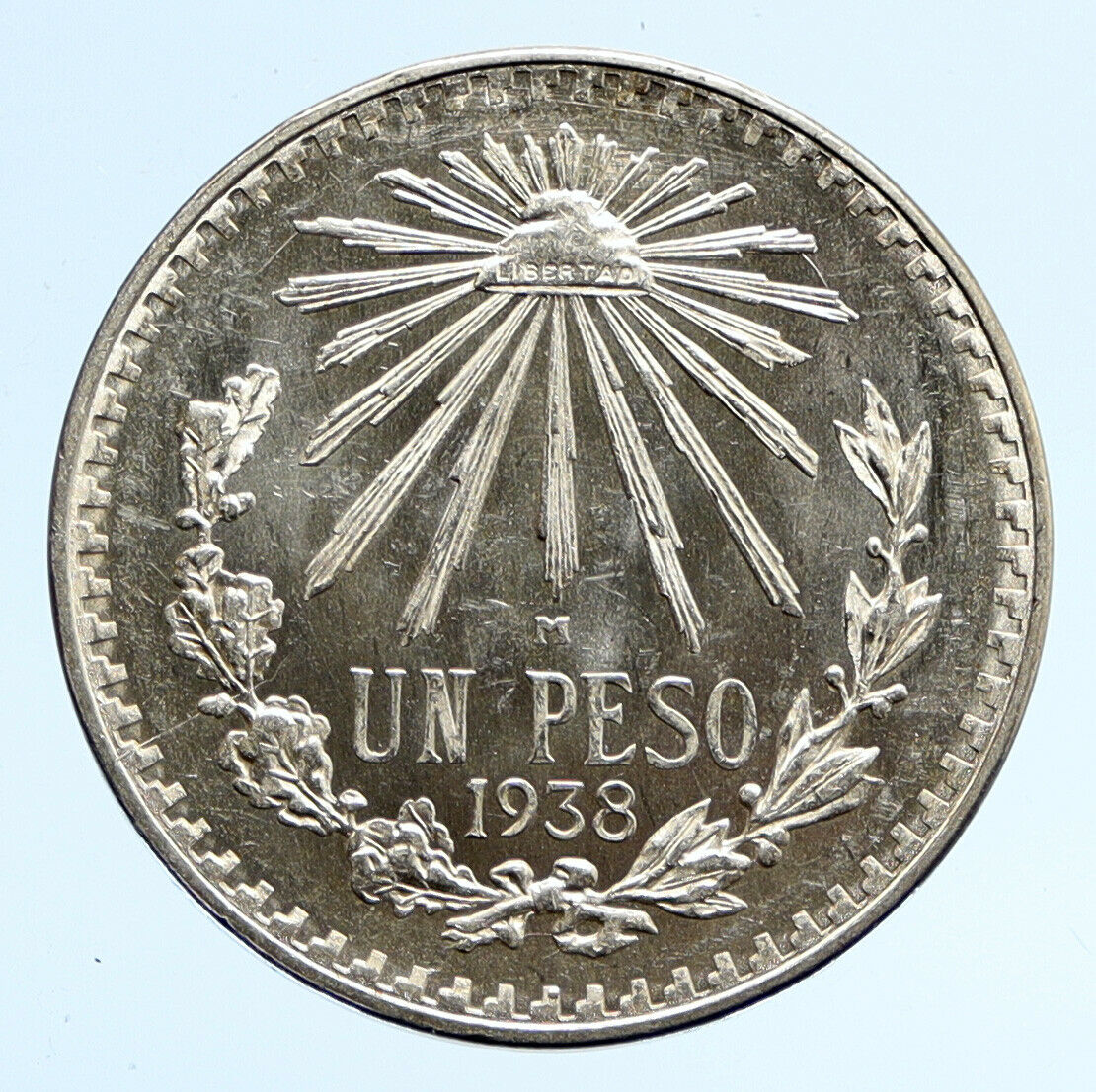 1938 Mo MEXICO Large Eagle Liberty Cap Mexican Antique Silver 1 Peso Coin i95795