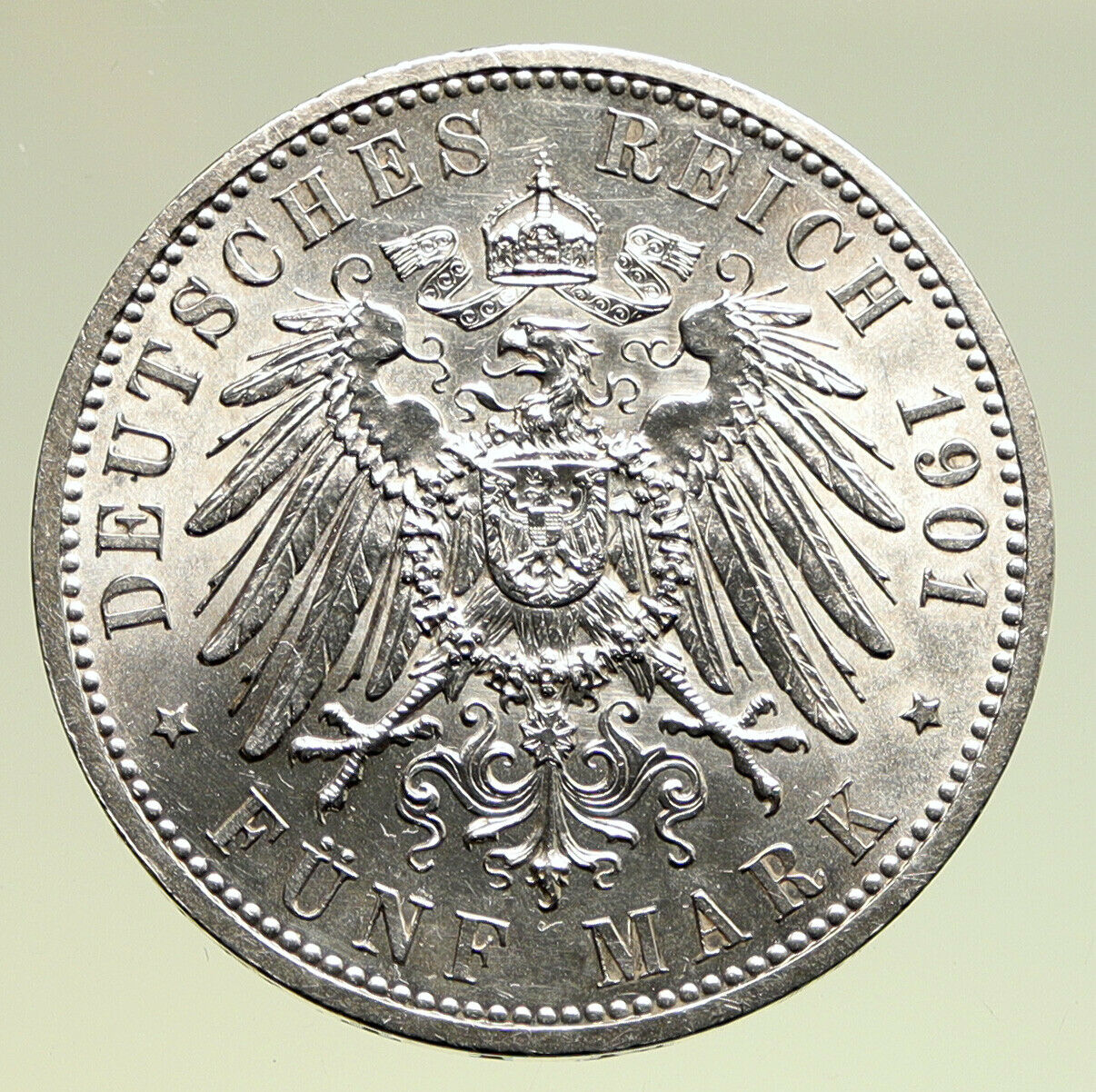 1901A GERMANY GERMAN STATES PRUSSIA WILHELM II Antique Silver 5 Mark Coin i94994