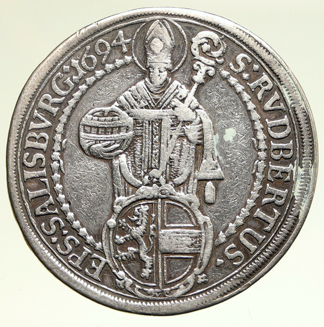 1694 AUSTRIA Bisphoric SALZBURG Johann Ernst von Thun Silver THALER Coin i94992