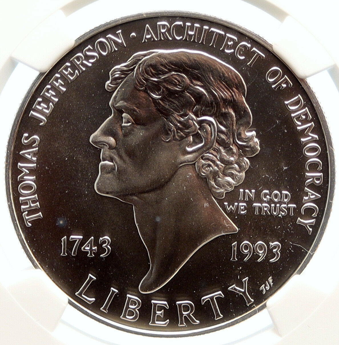 1993P UNITED STATES USA President Thomas Jefferson Silver Dollar Coin NGC i95560