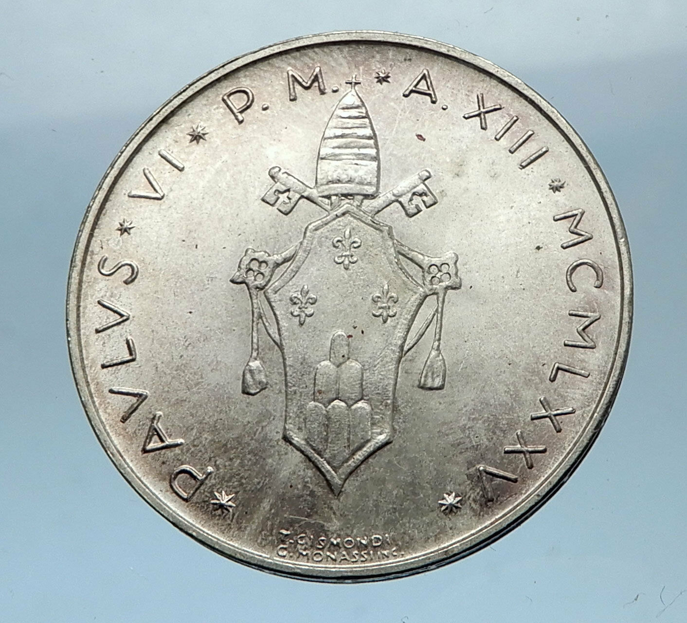 1975 VATICAN City POPE PAUL VI 0.29oz Silver 500 Lire Coin w Wheat Grapes i68335