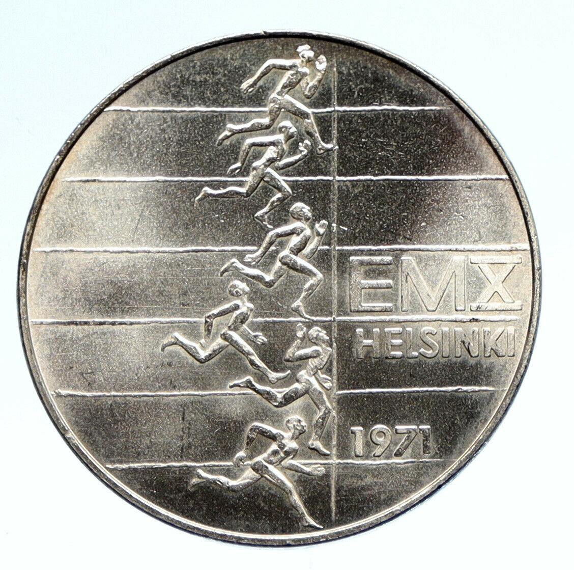 1971 FINLAND European Athletic Games TRACK VINTAGE Silver 10 Markkaa Coin i95684