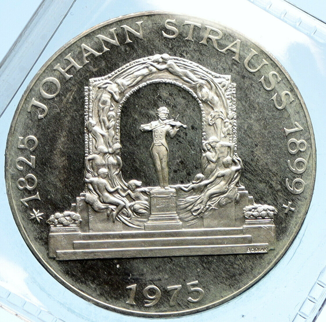 1975 AUSTRIA Johann Strauss Composer OLD Proof Silver 100 Shilling Coin i95700