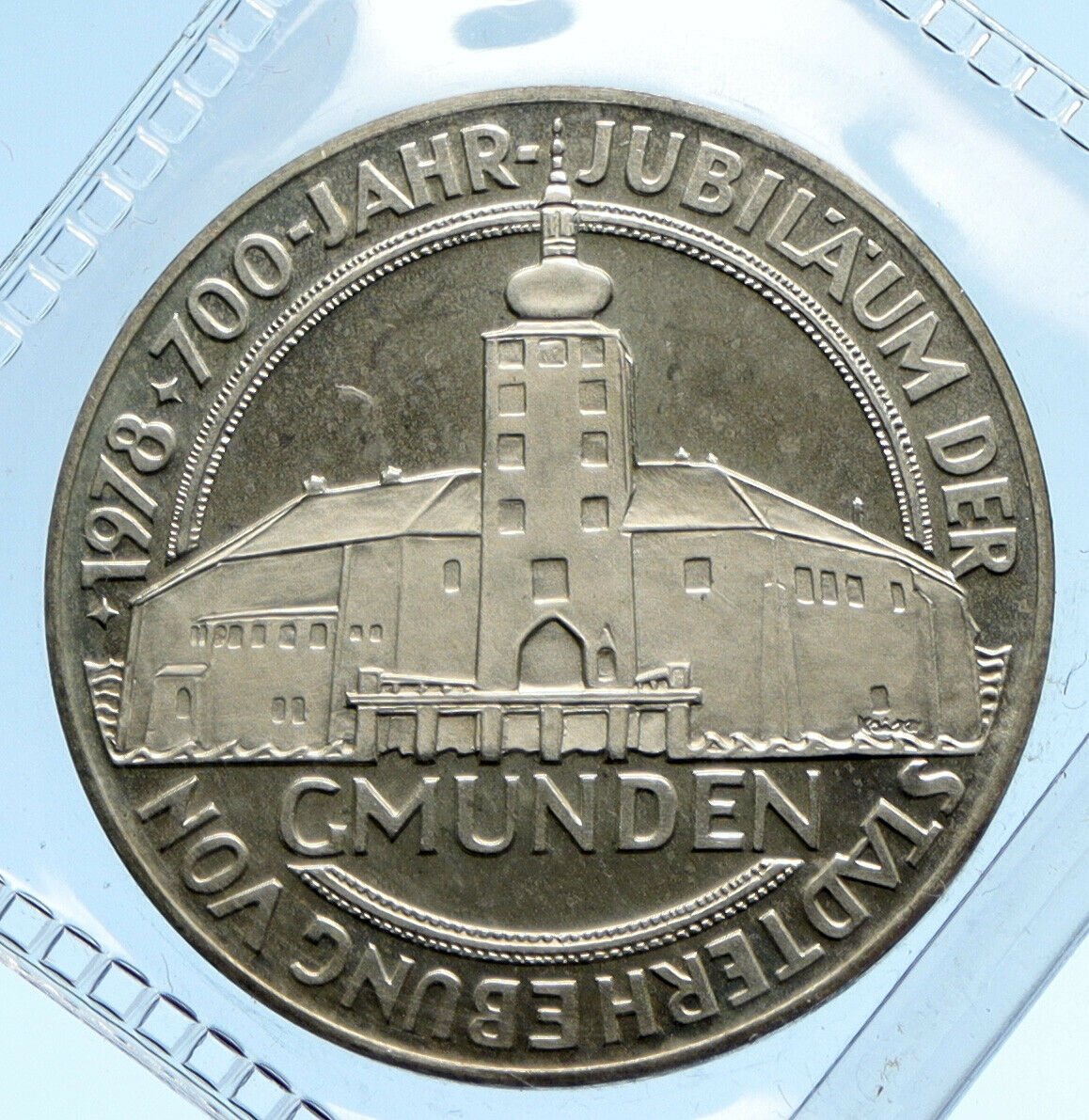 1978 AUSTRIA Gmunden Town VILLAGE VINTAGE Proof Silver 100 Shilling Coin i95699