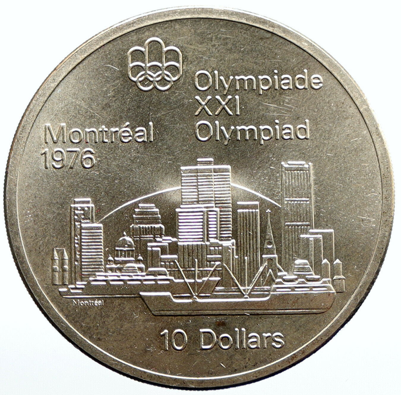 1973 CANADA Queen Elizabeth II Olympics Montreal World Map Silver 10 Coin i94446