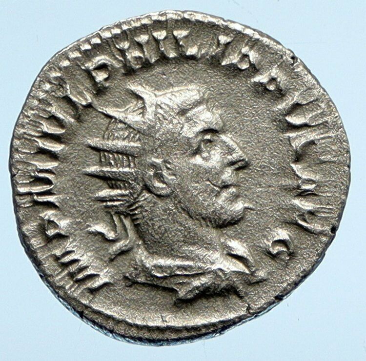 PHILIP I the ARAB Authentic Ancient 244AD Old Silver Roman Coin AEQUITAS i95858