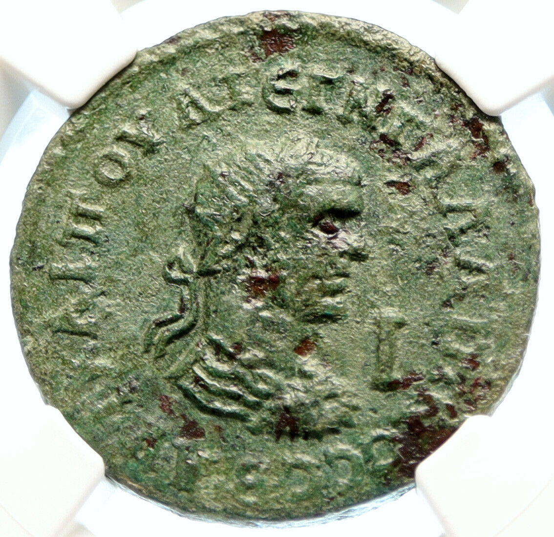 GALLIENUS Authentic Ancient Side Pamphylia Roman Coin ATHENA VOTING NGC i94470