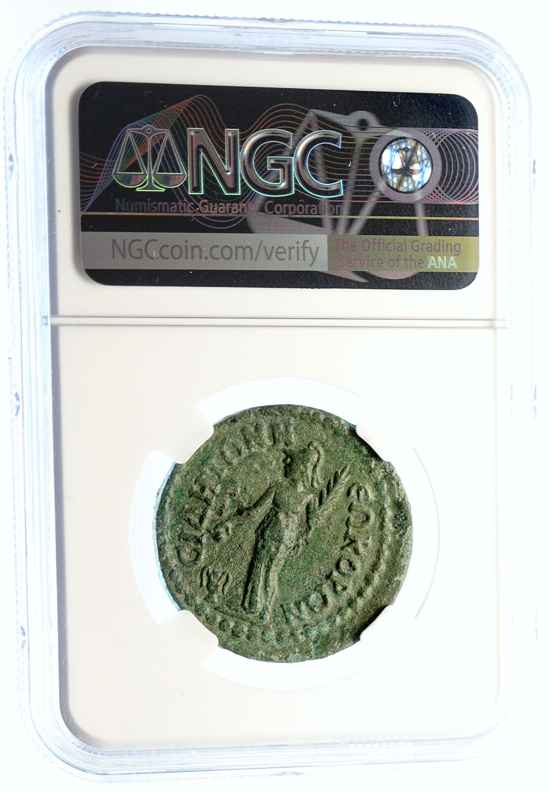 GALLIENUS Authentic Ancient Side Pamphylia Roman Coin ATHENA VOTING NGC i94470