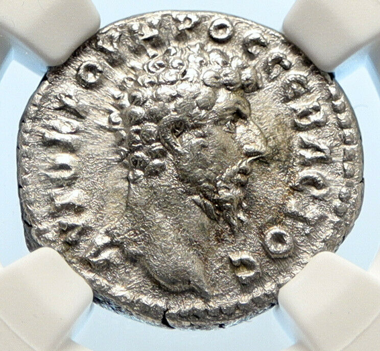 LUCIUS VERUS Authentic Ancient Rome Silver Roman Coin PARTHIA VICTORY NGC i94473