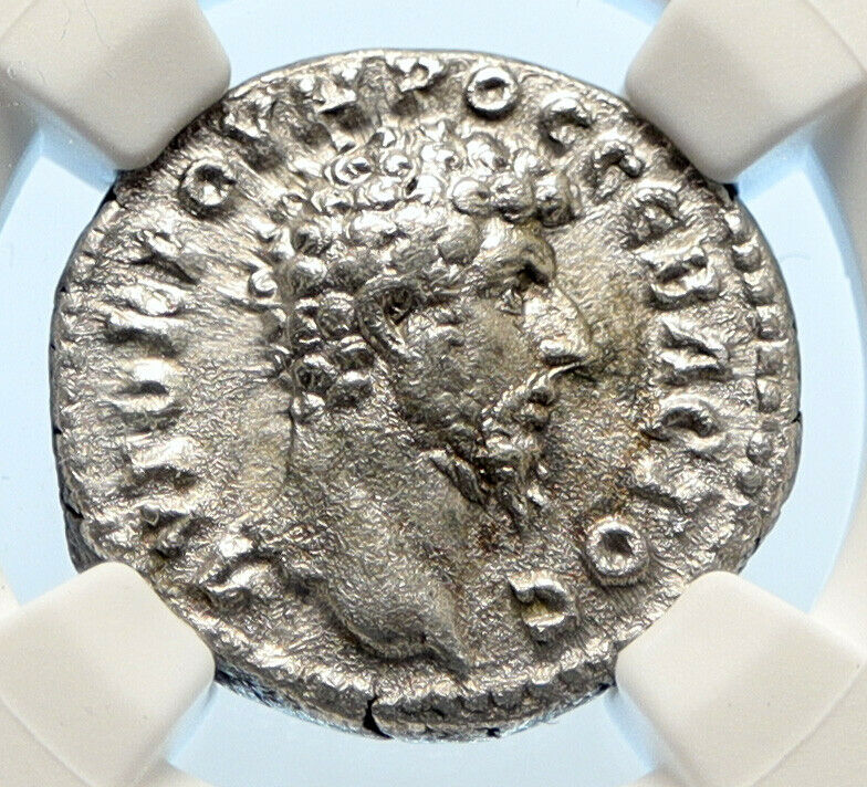 LUCIUS VERUS Authentic Ancient Rome Silver Roman Coin PARTHIA VICTORY NGC i94473