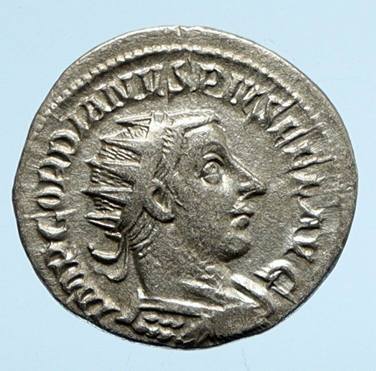 GORDIAN III 241AD Authentic Ancient Vintage OLD Silver Roman Coin FORTUNA i95861