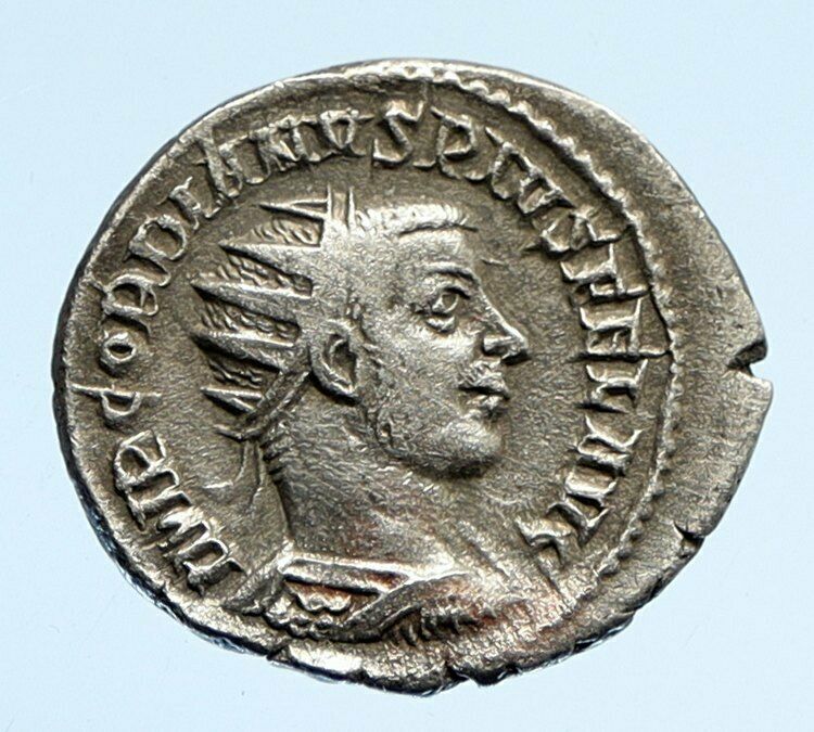 GORDIAN III Genuine Ancient ANTIQUE Vintage Silver Roman Coin SOL & GLOBE i95862