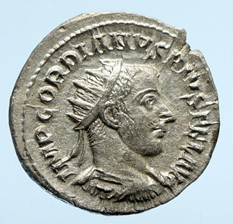 GORDIAN III 241AD Authentic Ancient Vintage OLD Silver Roman Coin FORTUNA i95866