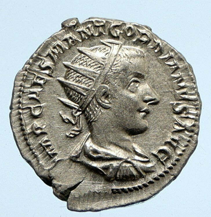 GORDIAN III 240 AD Authentic Ancient Vintage Silver Roman Coin SACRIFICE i95868