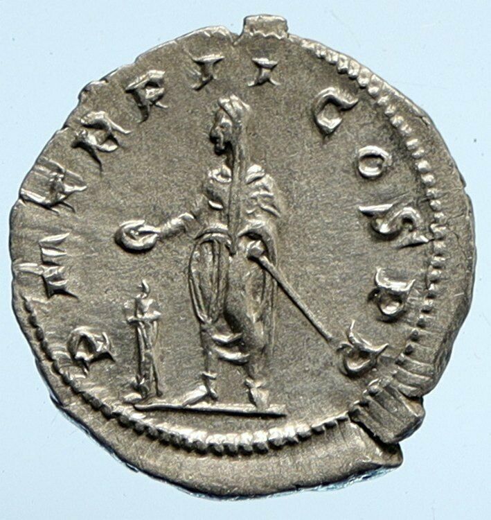 GORDIAN III 240 AD Authentic Ancient Vintage Silver Roman Coin SACRIFICE i95868