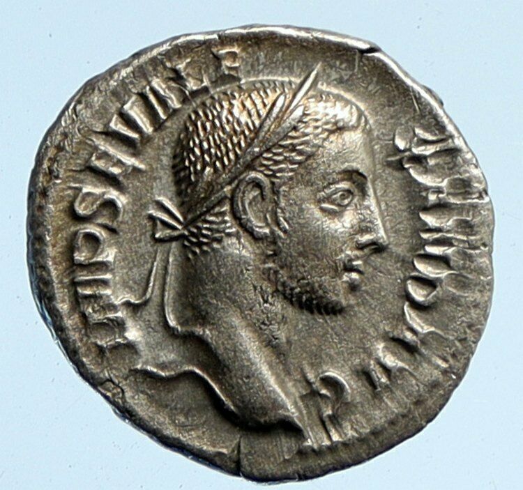 SEVERUS ALEXANDER 231 AD Rome Silver Ancient OLD Roman Coin Jupiter Zeus i95870