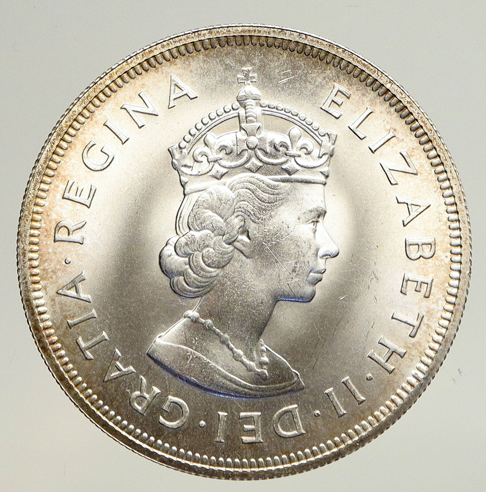 1959 BERMUDA British Colony Elizabeth II LARGE Boats Silver 1 Crown Coin i93589