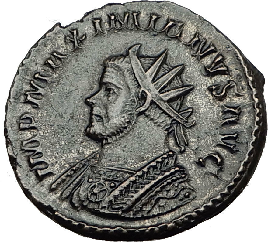 MAXIMIAN 290AD Lugdunum Authentic Ancient Roman Coin PAX Peace Goddess i65467