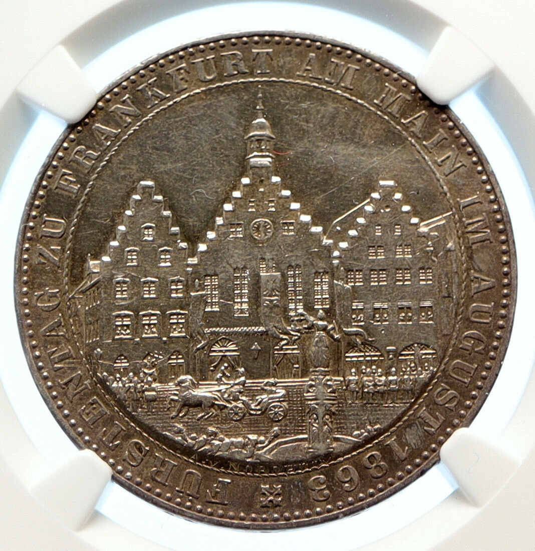 1863 GERMAN STATES FRANKFURT Princes Memorial OLD Silver Thaler Coin NGC i96166