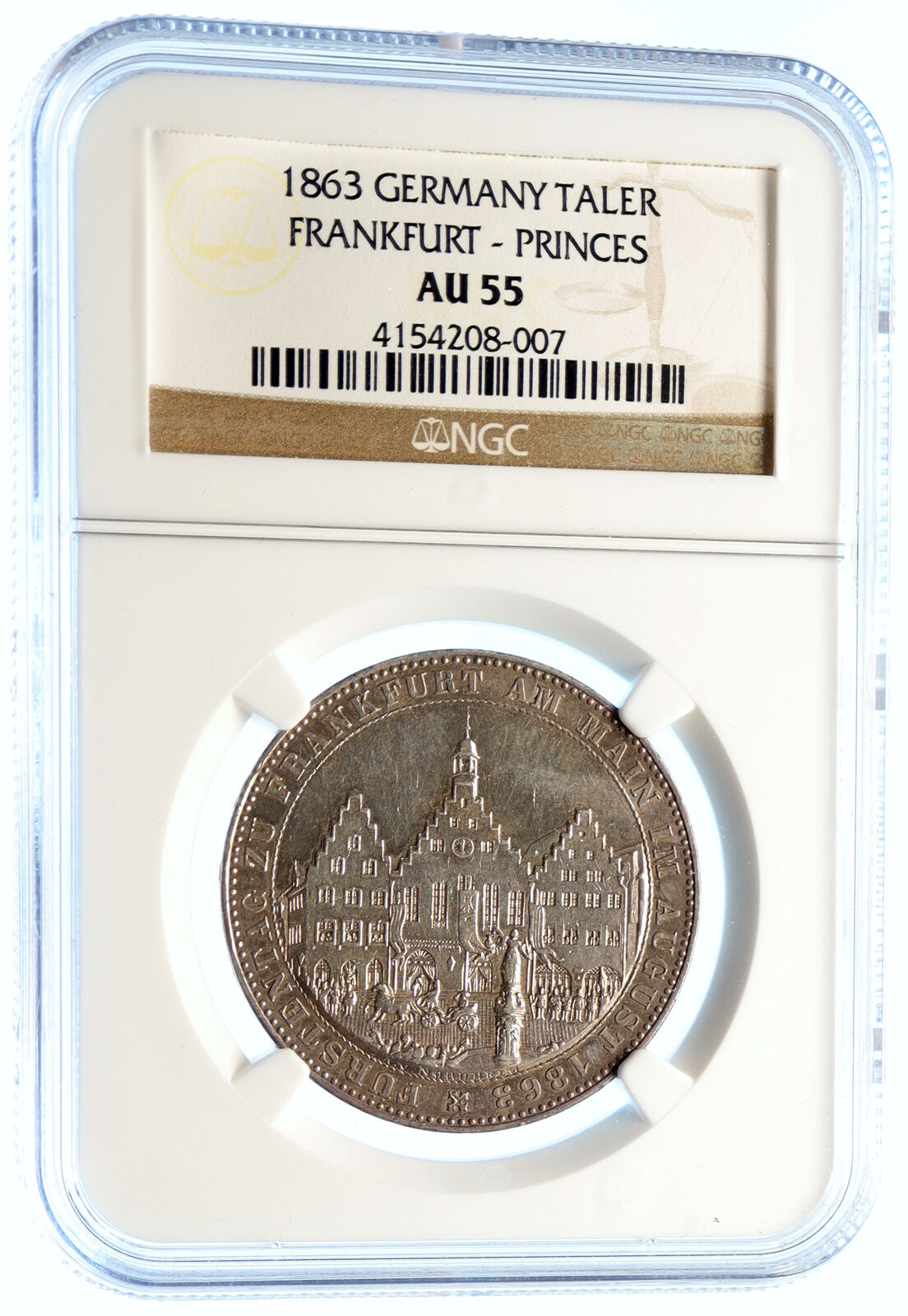 1863 GERMAN STATES FRANKFURT Princes Memorial OLD Silver Thaler Coin NGC i96166