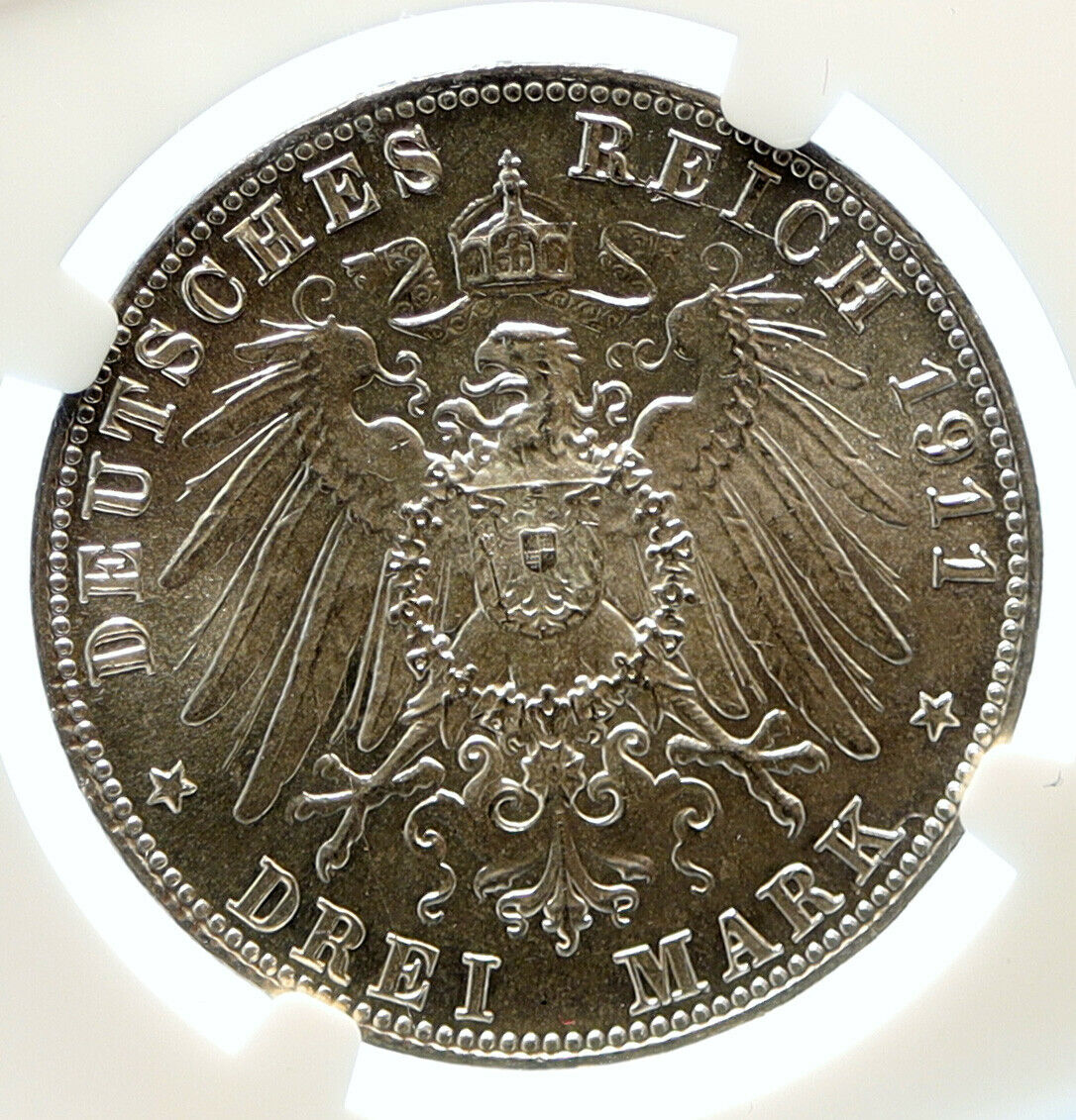 1911 D GERMANY Bavaria Otto I PRINCE LUITPOLD Old Silver 3 Mark Coin NGC i96165